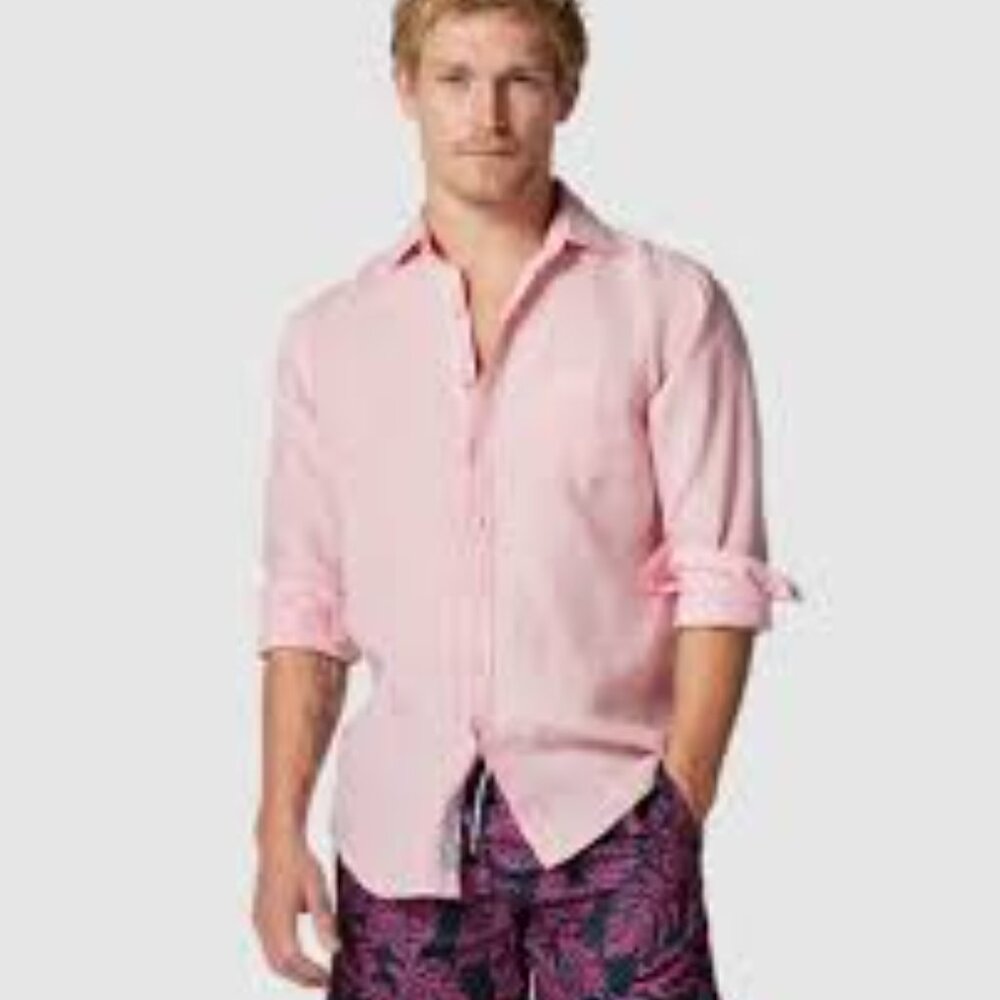 Rodd & Gunn | Bay of Islands Long Sleeve Striped Linen Shirt in Off-White NWT
